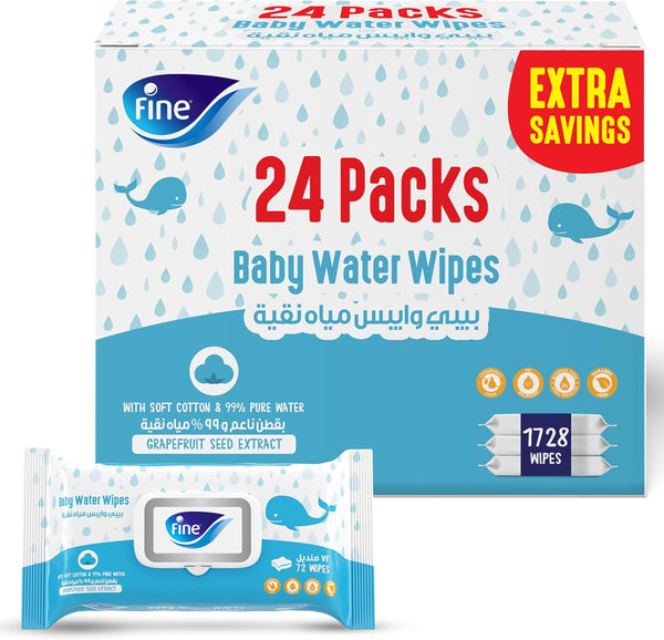 Fine Baby Water Wipes, 99% Pure Water